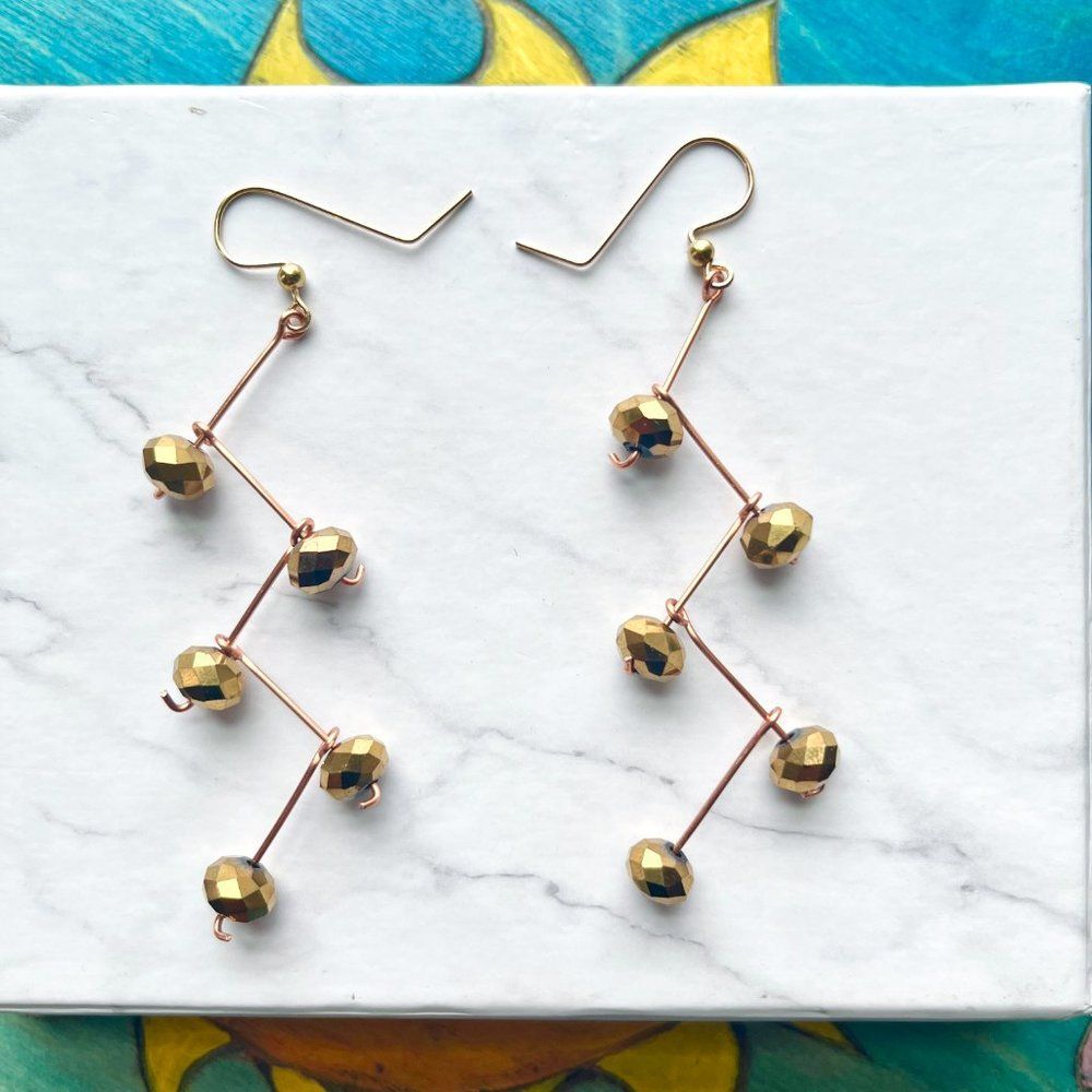Gold Branching Gravity Earrings